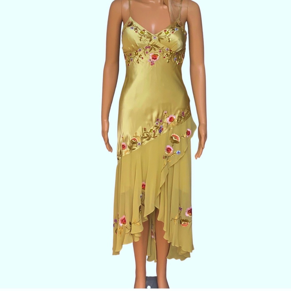 Sue Wong 100% Silk Y2K Fairycore Embroidered Beaded Corset Back Dress
